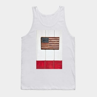 Folk art American flag on wooden wall Tank Top